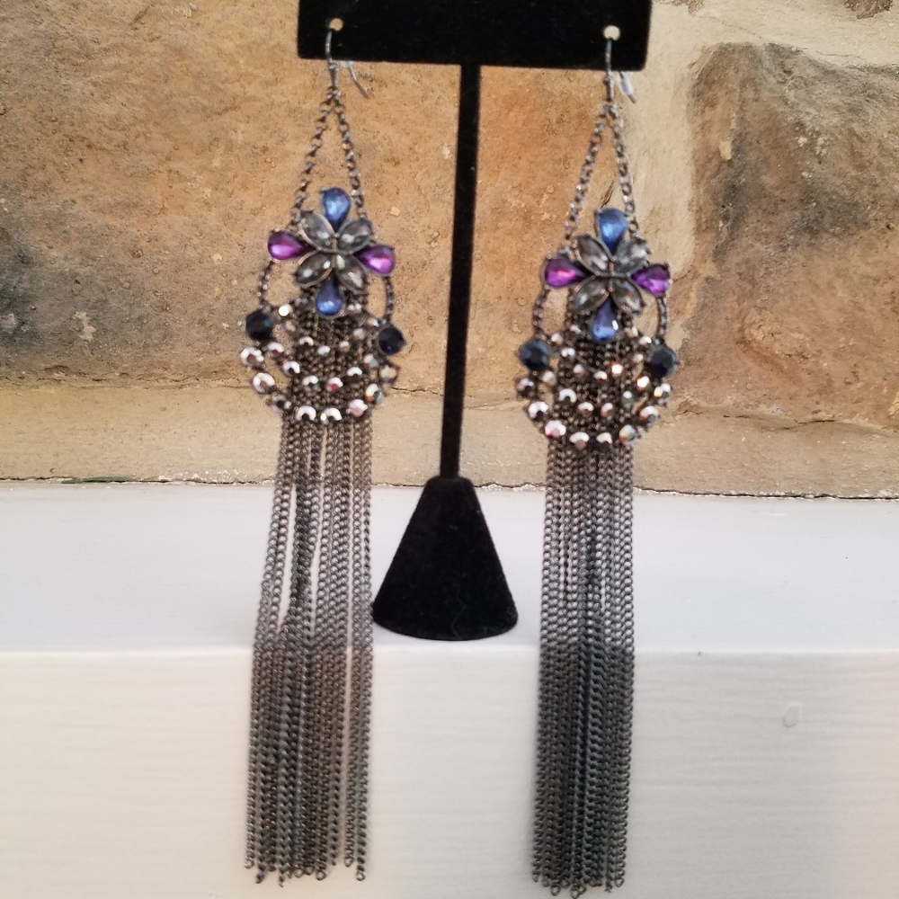 Dramatic Rhinestone Hanging Earrings